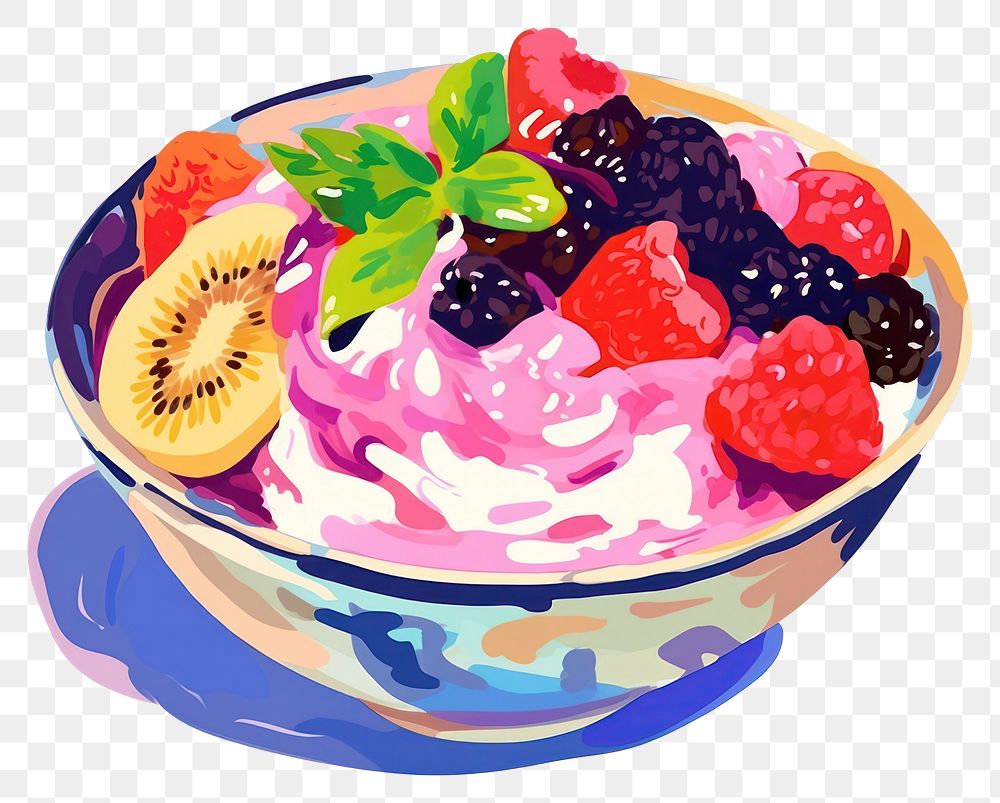 PNG Acai bowl dessert cartoon berry.