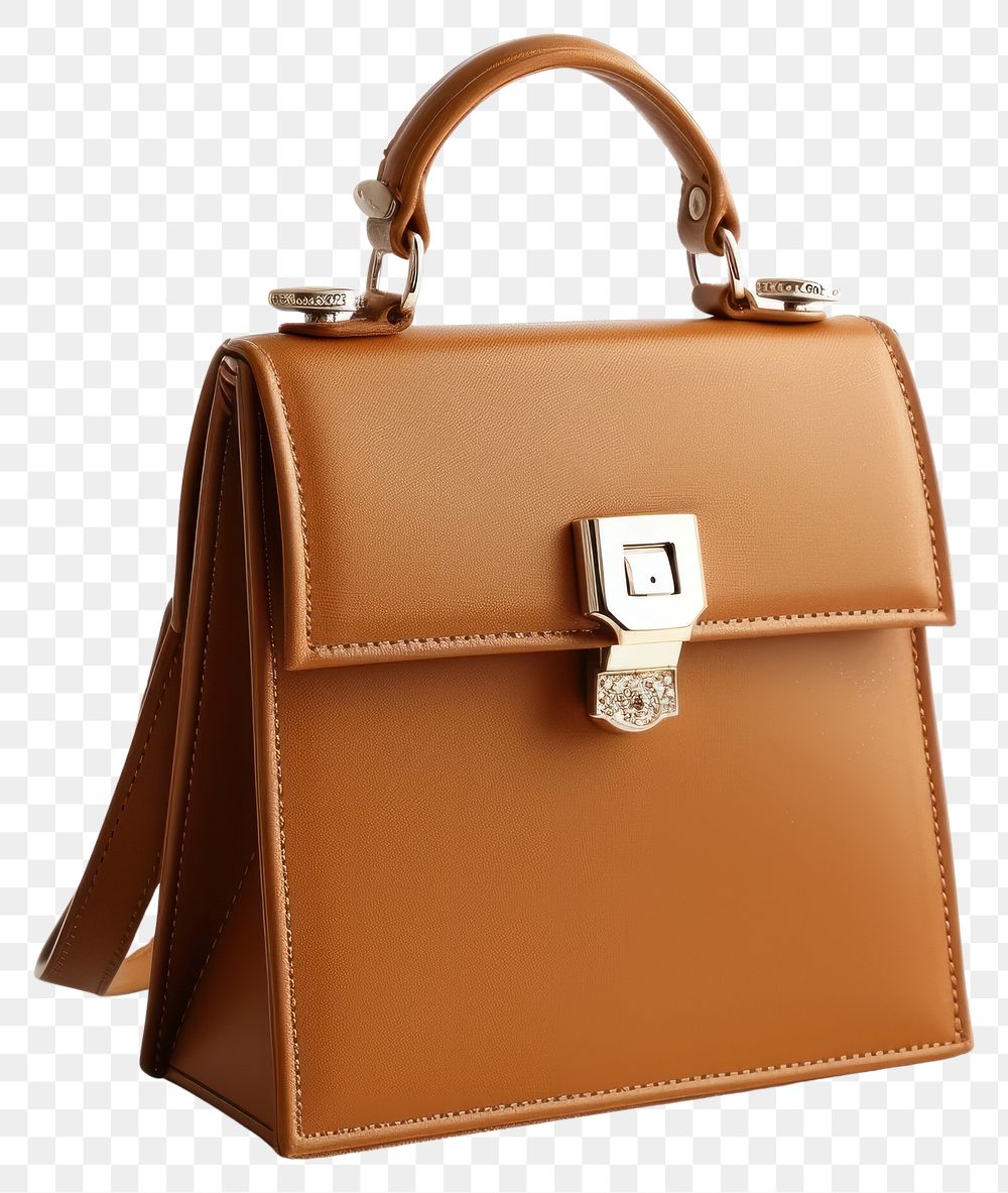 PNG Brown leather hand bag briefcase handbag purse.