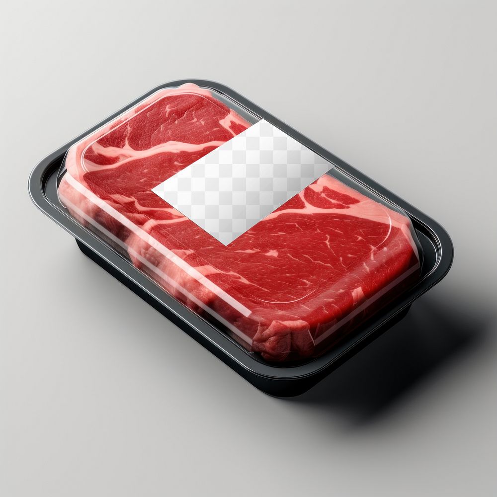 Meat box label png mockup, transparent design