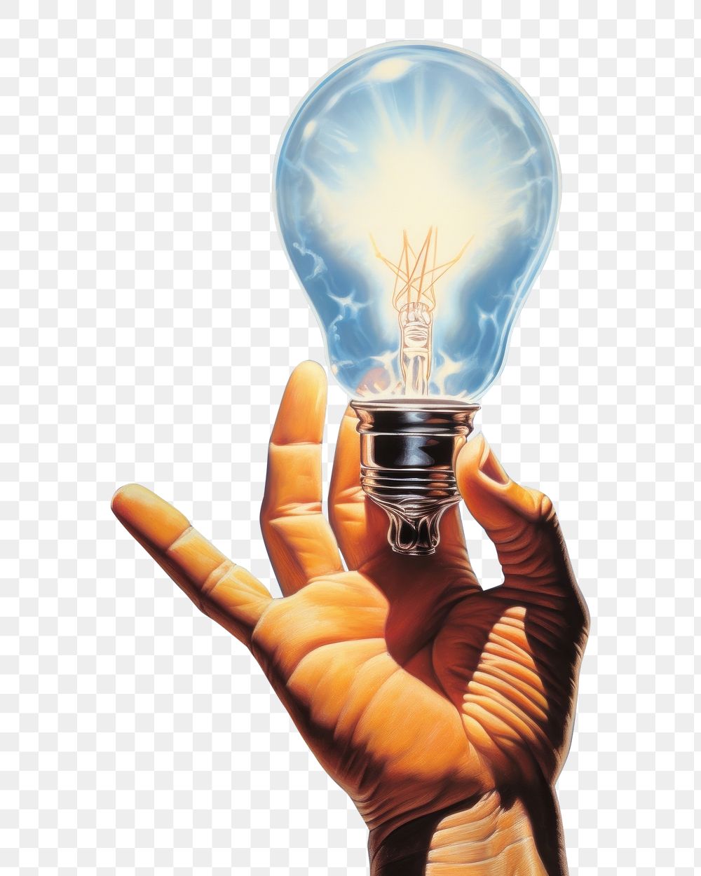 PNG Hand holding light bulb lightbulb electricity illuminated.
