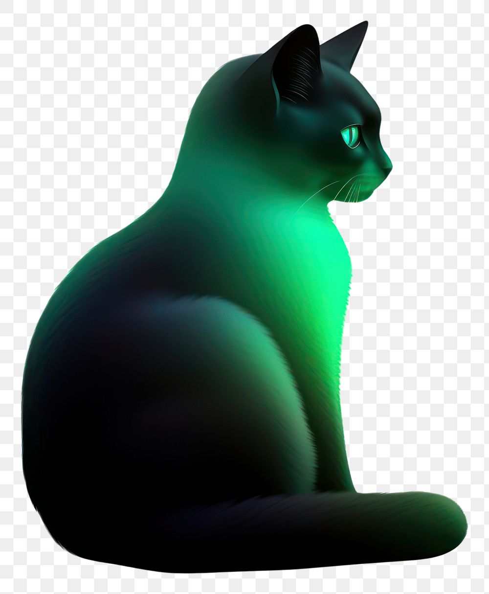 PNG  Abstract blurred gradient illustration Black cat animal mammal green.