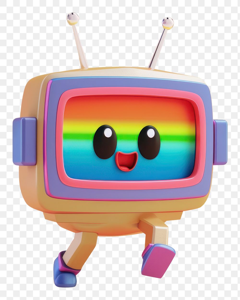 PNG Small retro TV character cartoon display representation.