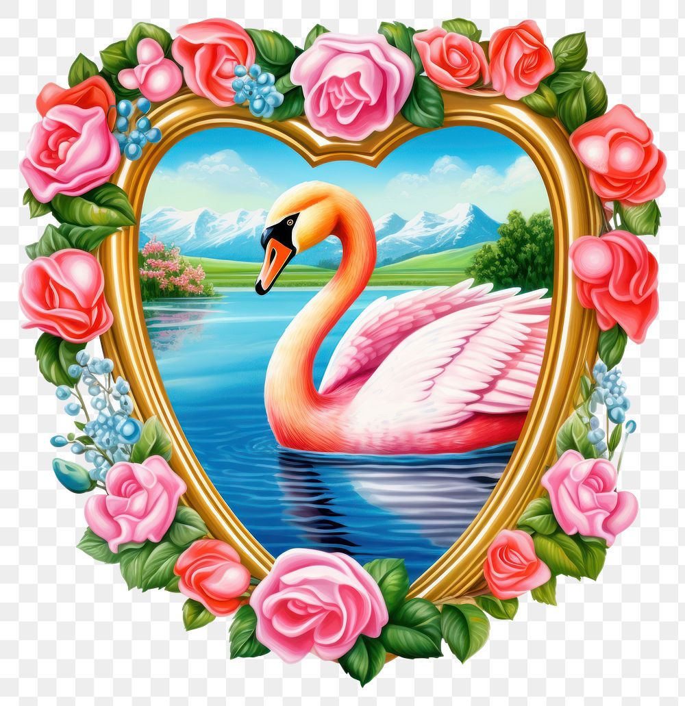 PNG  A swan printable sticker flamingo heart bird