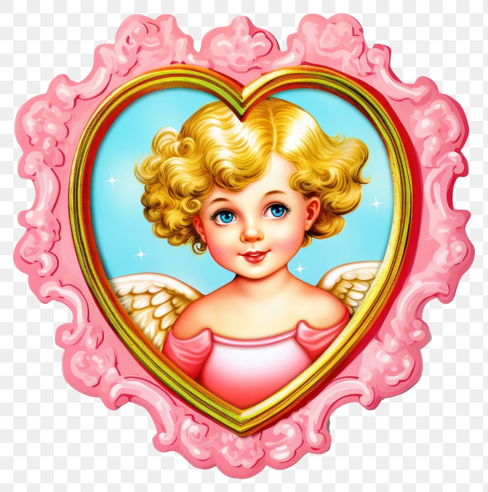 PNG  Angel printable sticker heart cute baby.