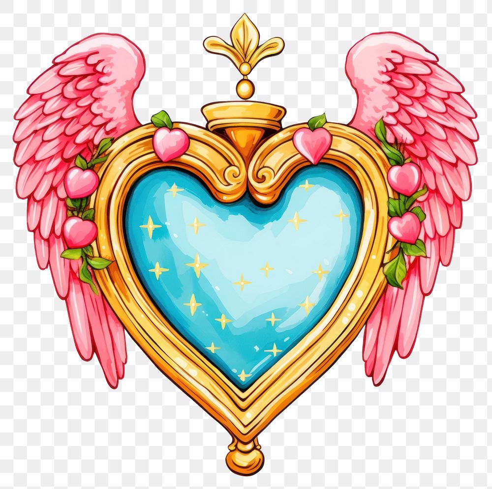 PNG  Angel wings printable sticker heart creativity jewelry.