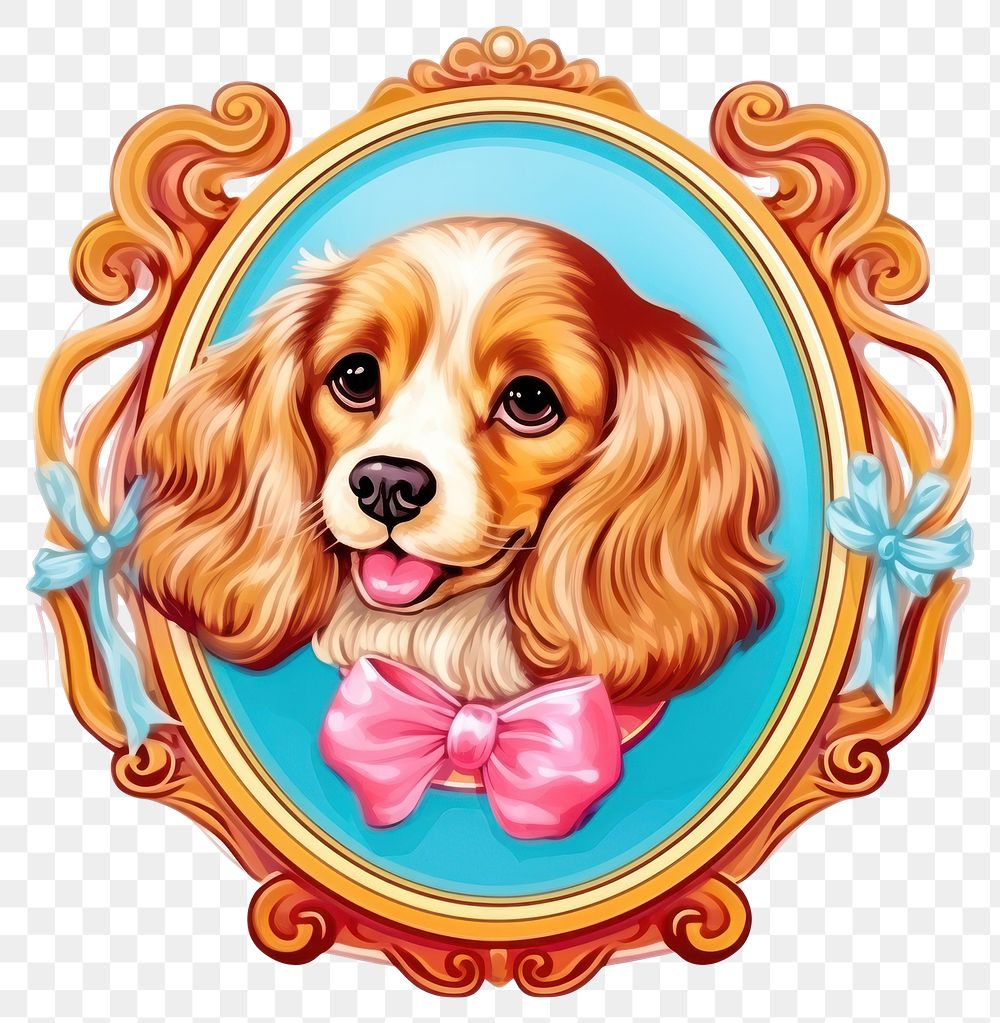 PNG  Dog printable sticker spaniel mammal animal.