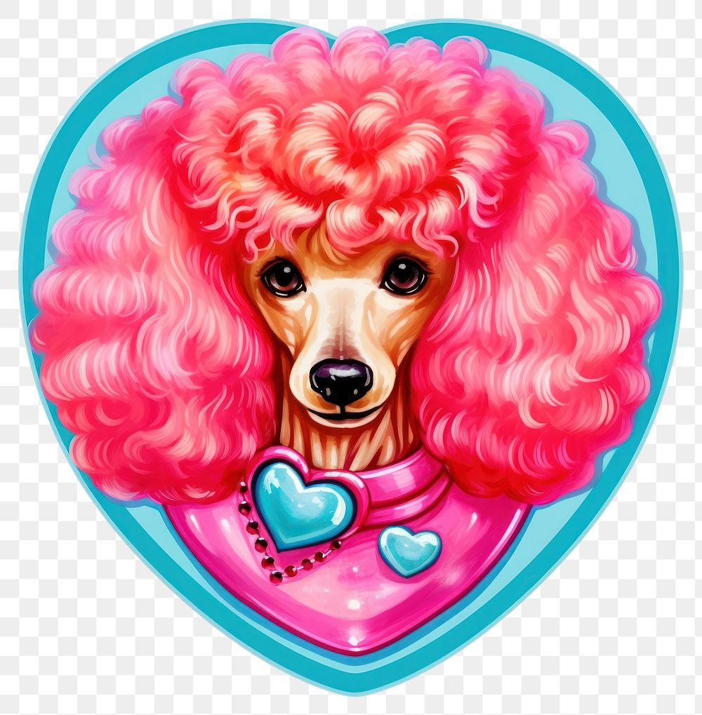PNG  Poodle dog breed printable sticker mammal animal heart.