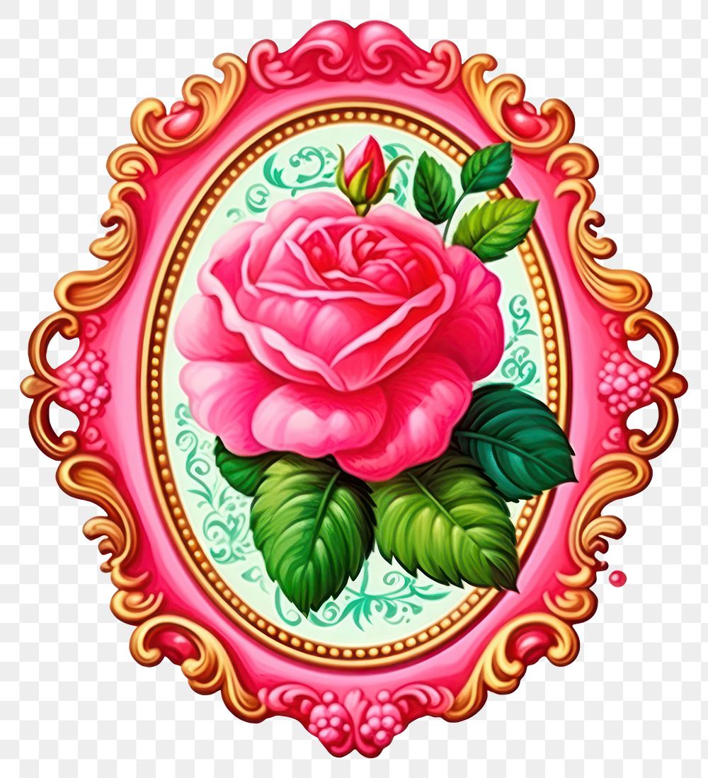 PNG  Pink rose printable sticker pattern flower plant