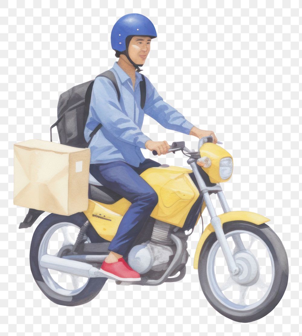 PNG Food delivery motorcycle cardboard vehicle.