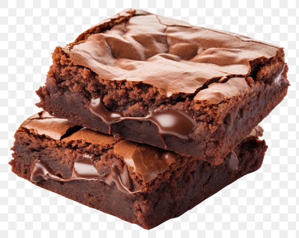 PNG Two fudgy brownies confectionery chocolate dessert