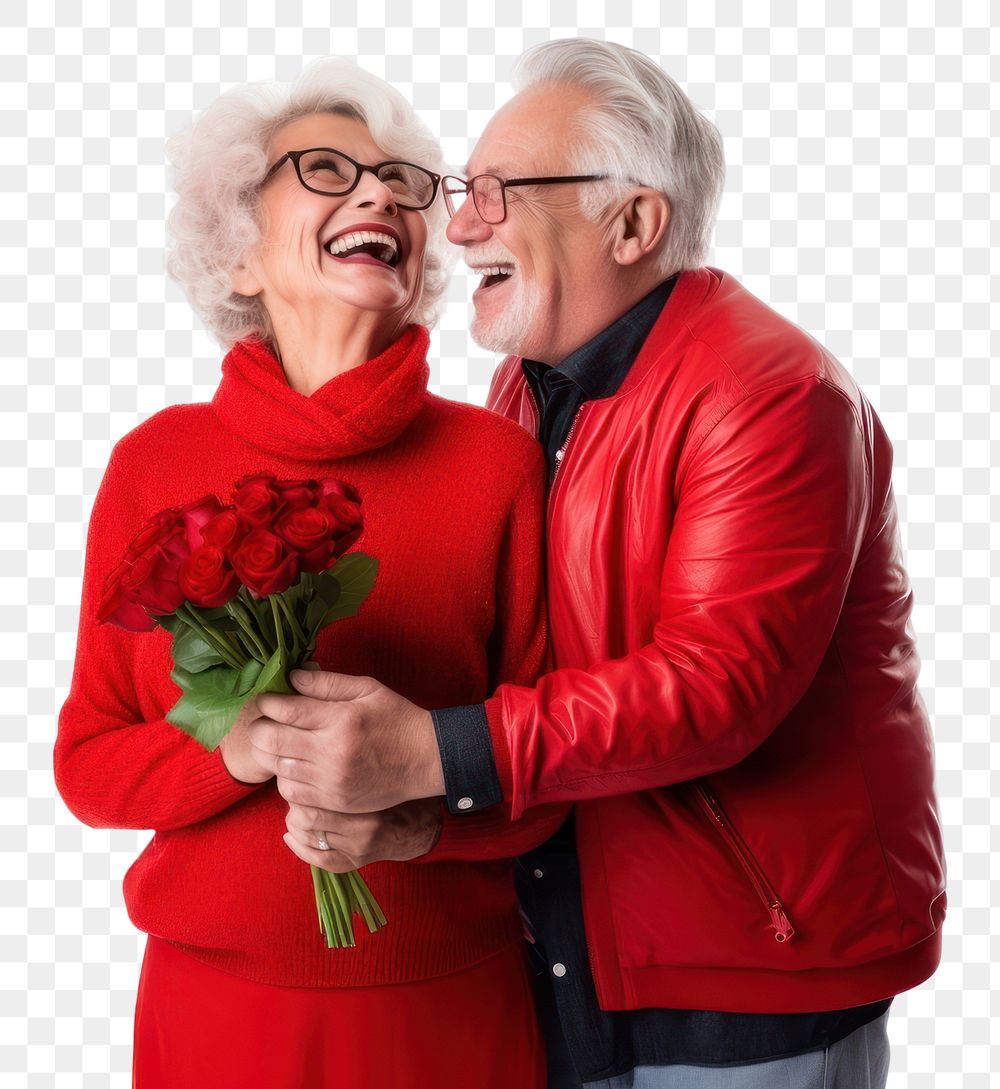 PNG Senior couple retirement laughing balloon