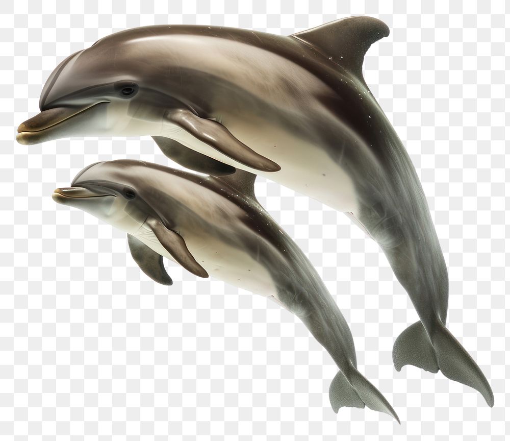 PNG Baby dolphin with mom animal mammal fish.