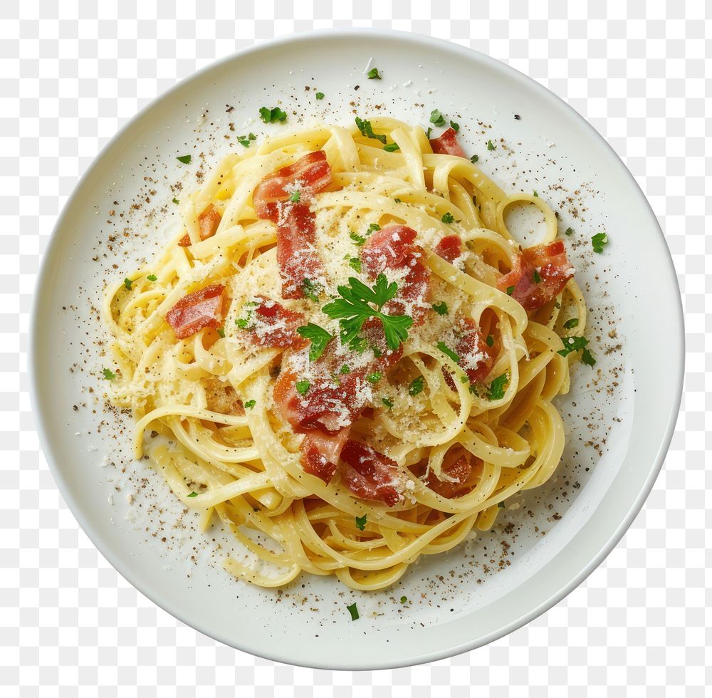 PNG Plate food spaghetti carbonara.