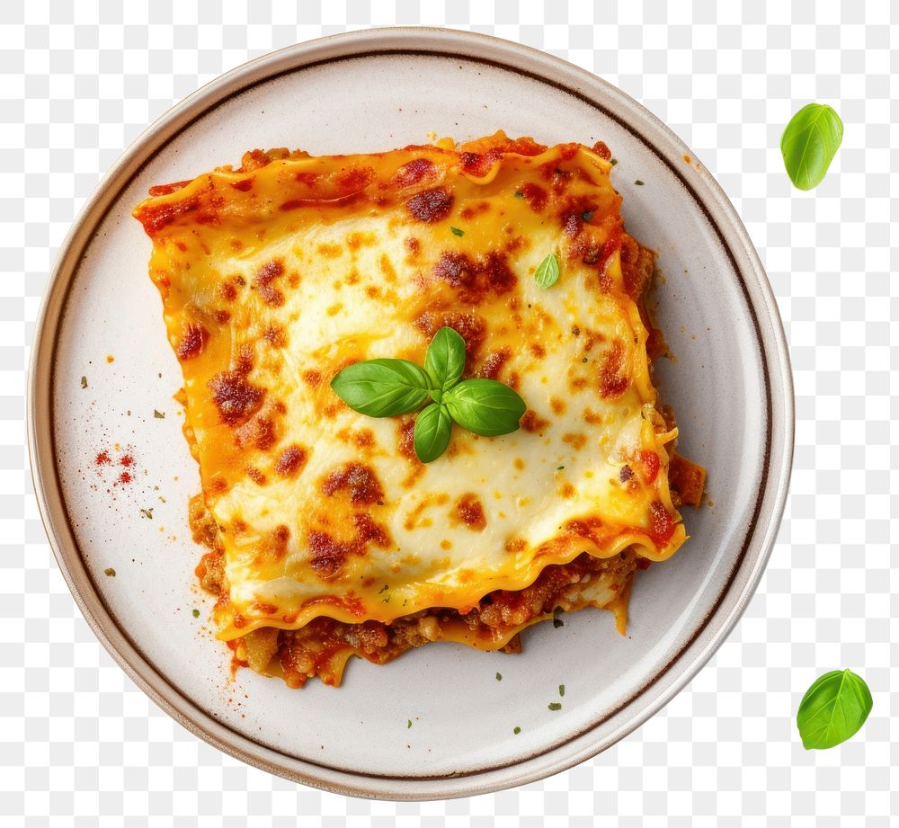 PNG Plate food lasagna meat.