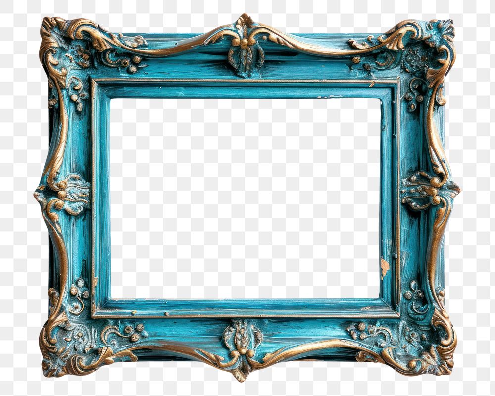 PNG Blue turquoise frame white background