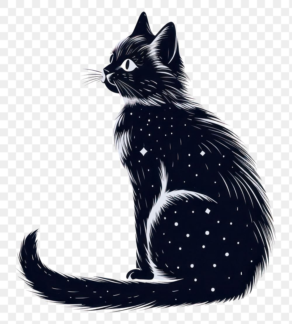 PNG Cat sitting celestial drawing animal mammal