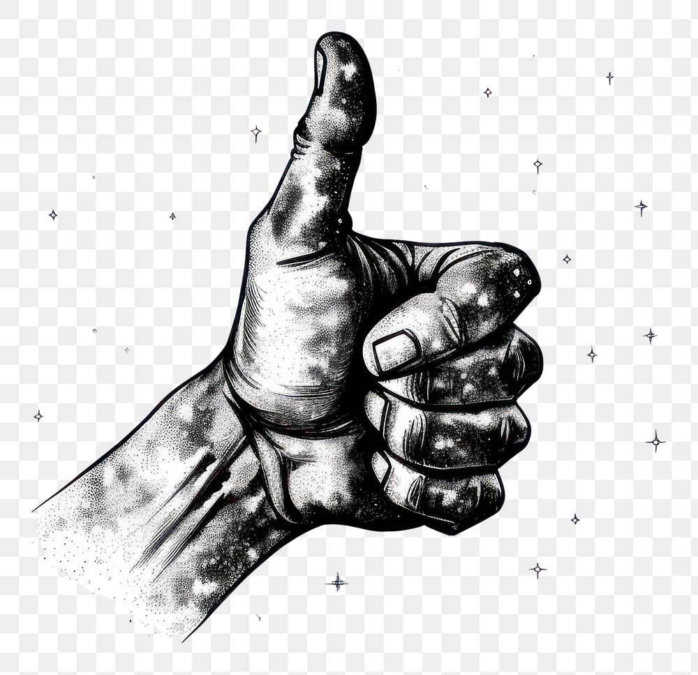 PNG Hand thumbs up celestial drawing finger sketch.