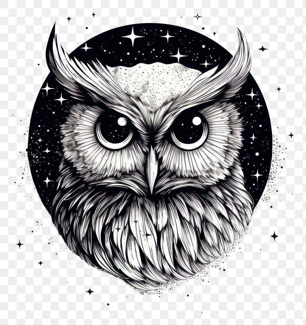 PNG Owl celestial drawing sketch bird.
