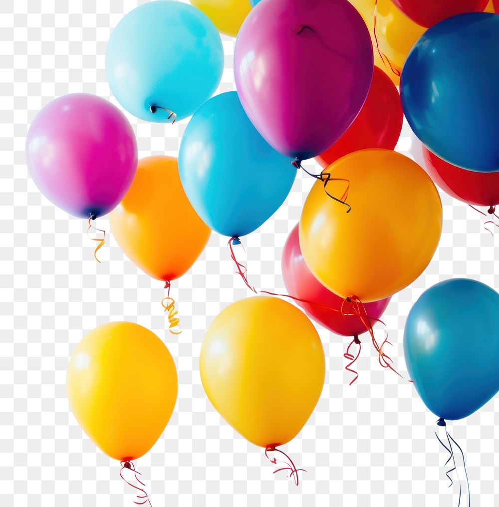 PNG Flying balloons border anniversary celebration decoration.