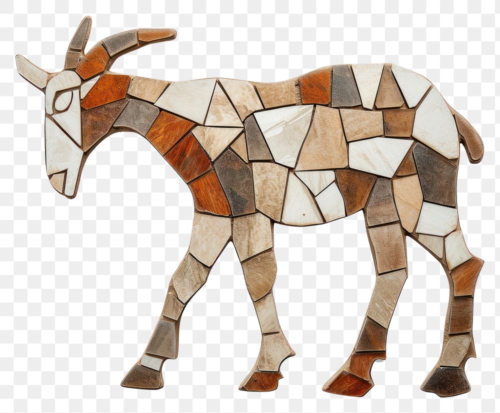 Mosaic tiles of goat livestock animal mammal.