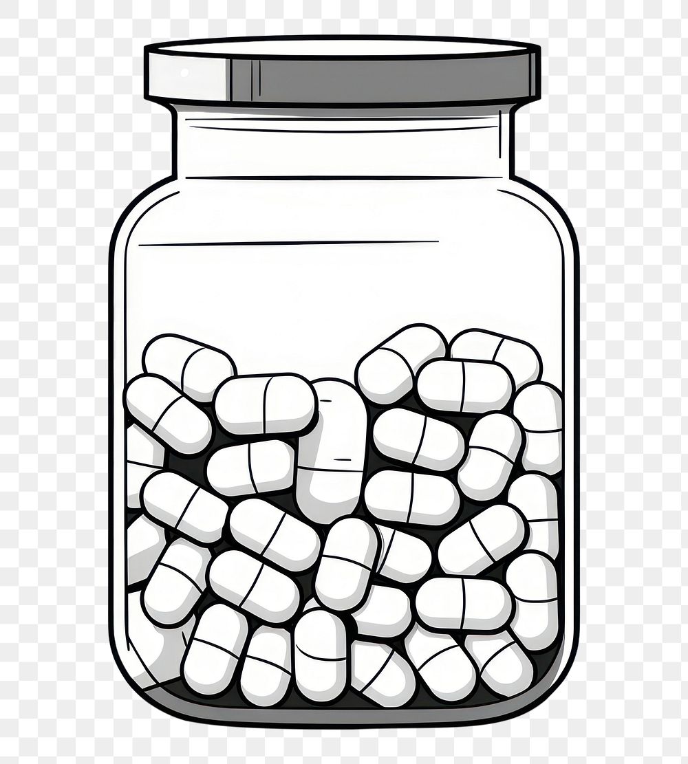PNG Pills bottle glass jar white background.