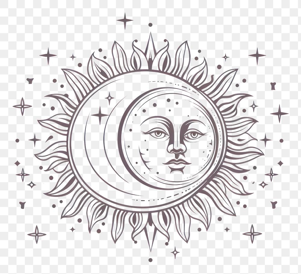 PNG A moon and sun drawing sketch tranquility