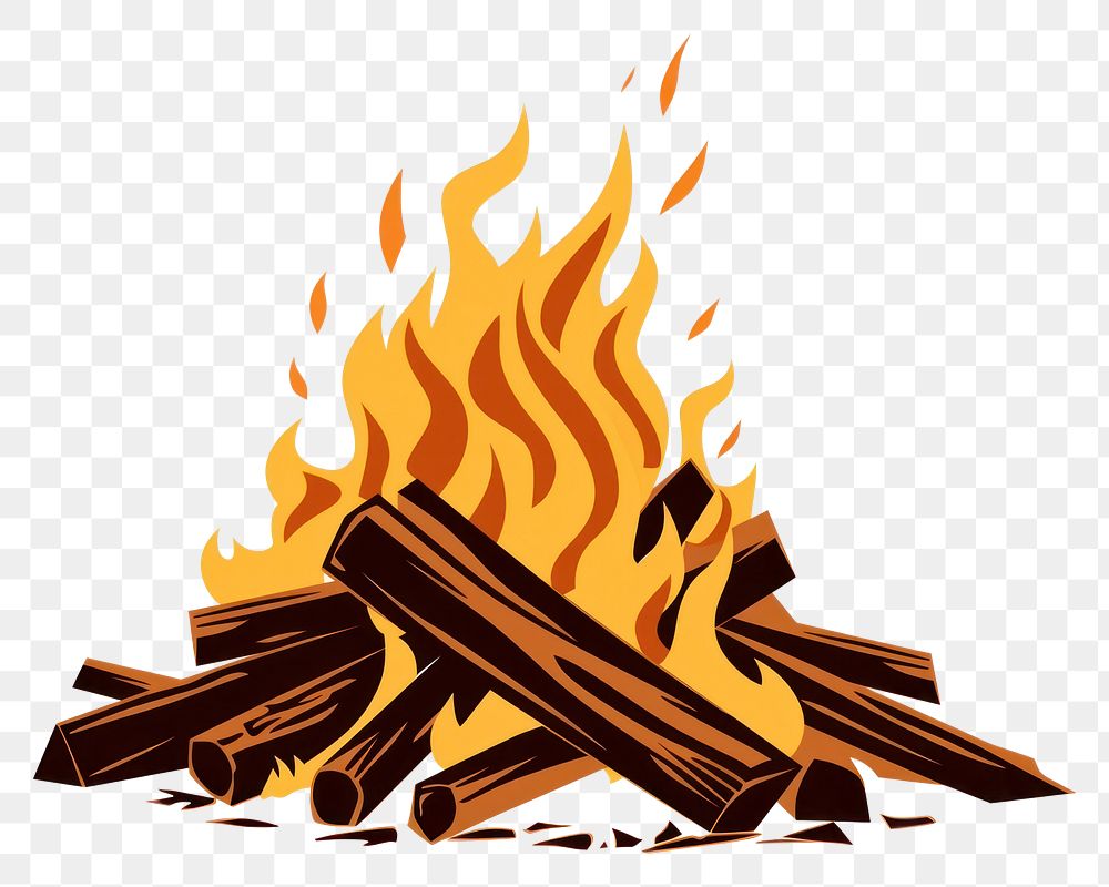 PNG A bonfire fireplace white background firewood.