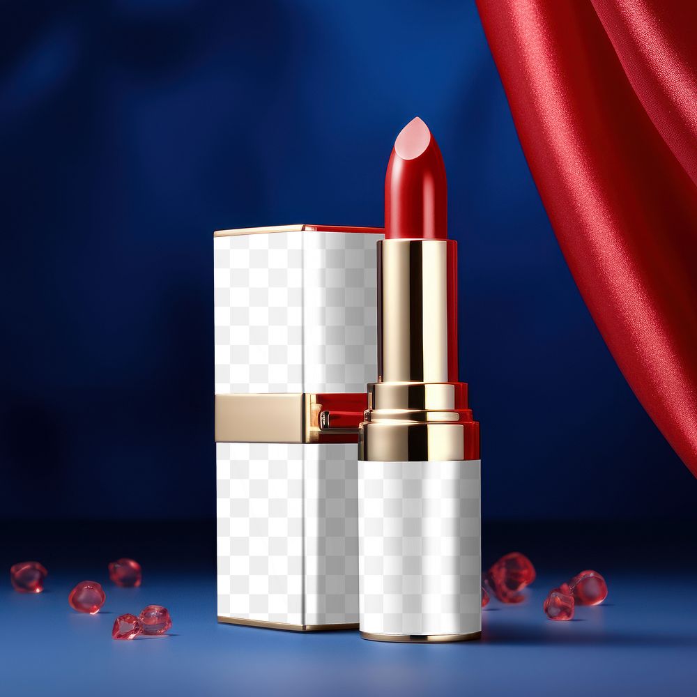 Red lipstick container png product mockup, transparent design