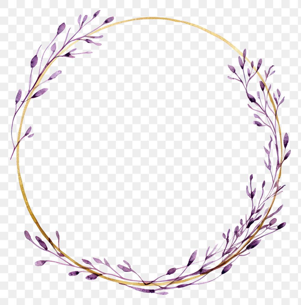 PNG Metallic gold Ink lavender frame pattern circle flower.