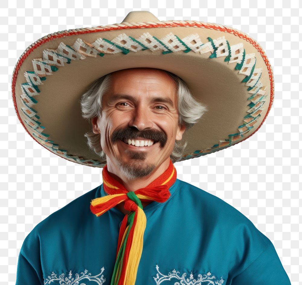 PNG Happy man in mexican costume sombrero adult smile.