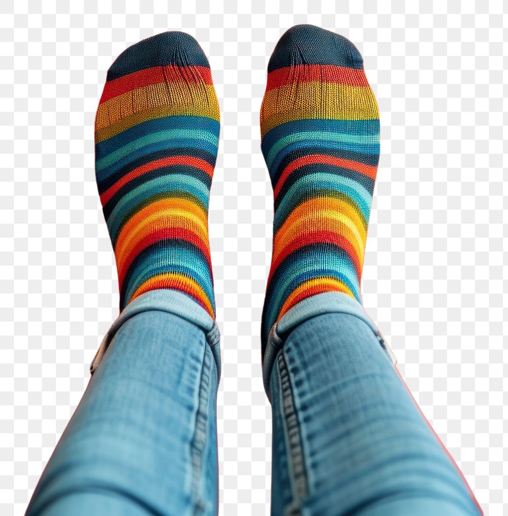 PNG Young legs in stylish socks footwear clothing striped.