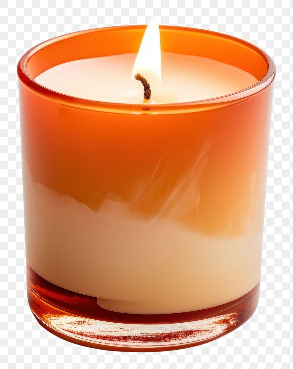 PNG A burnt orange glass candle with blank white label fire white background refreshment.