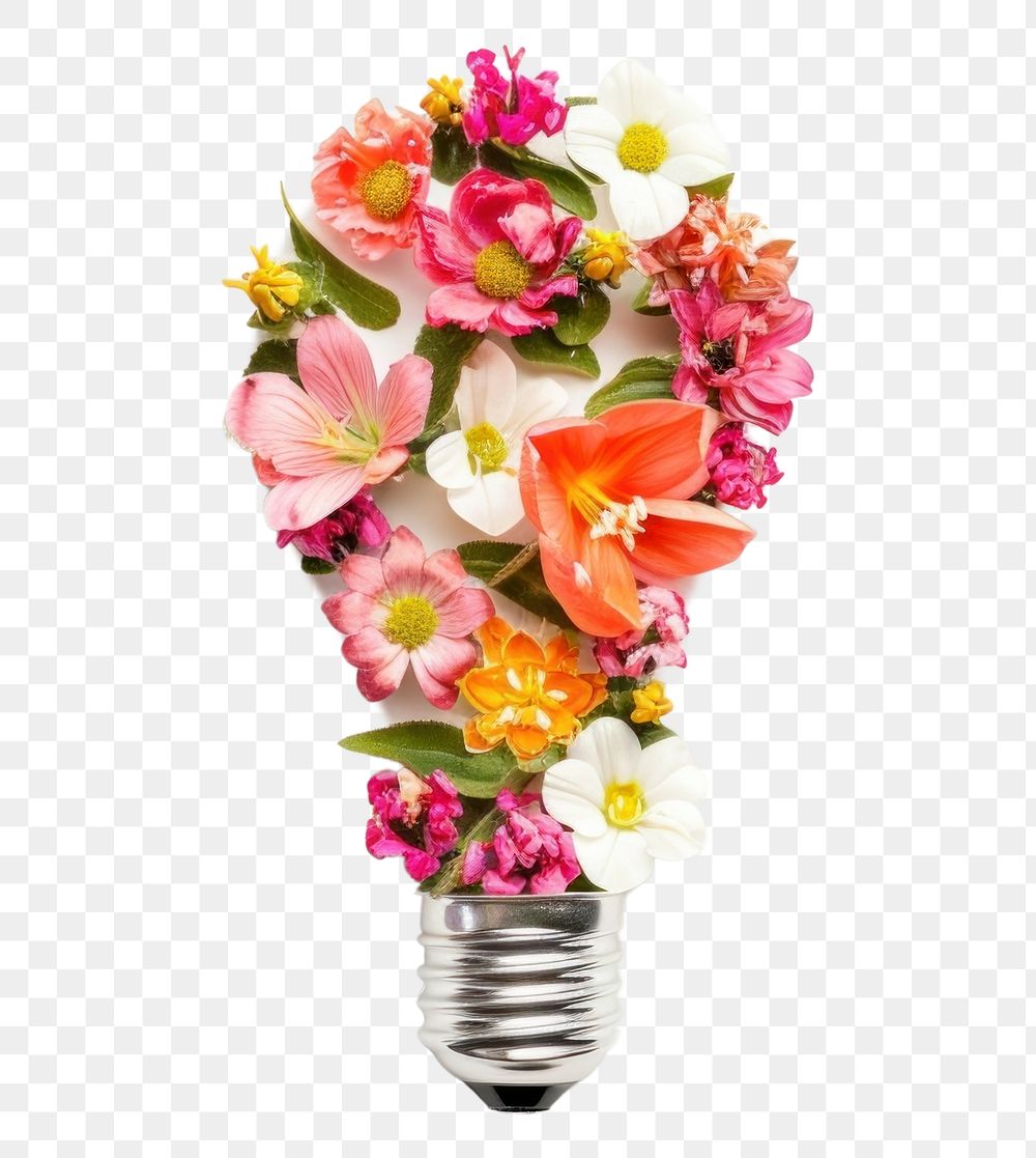 PNG Flat flower light bulb icon shape nature petal plant.