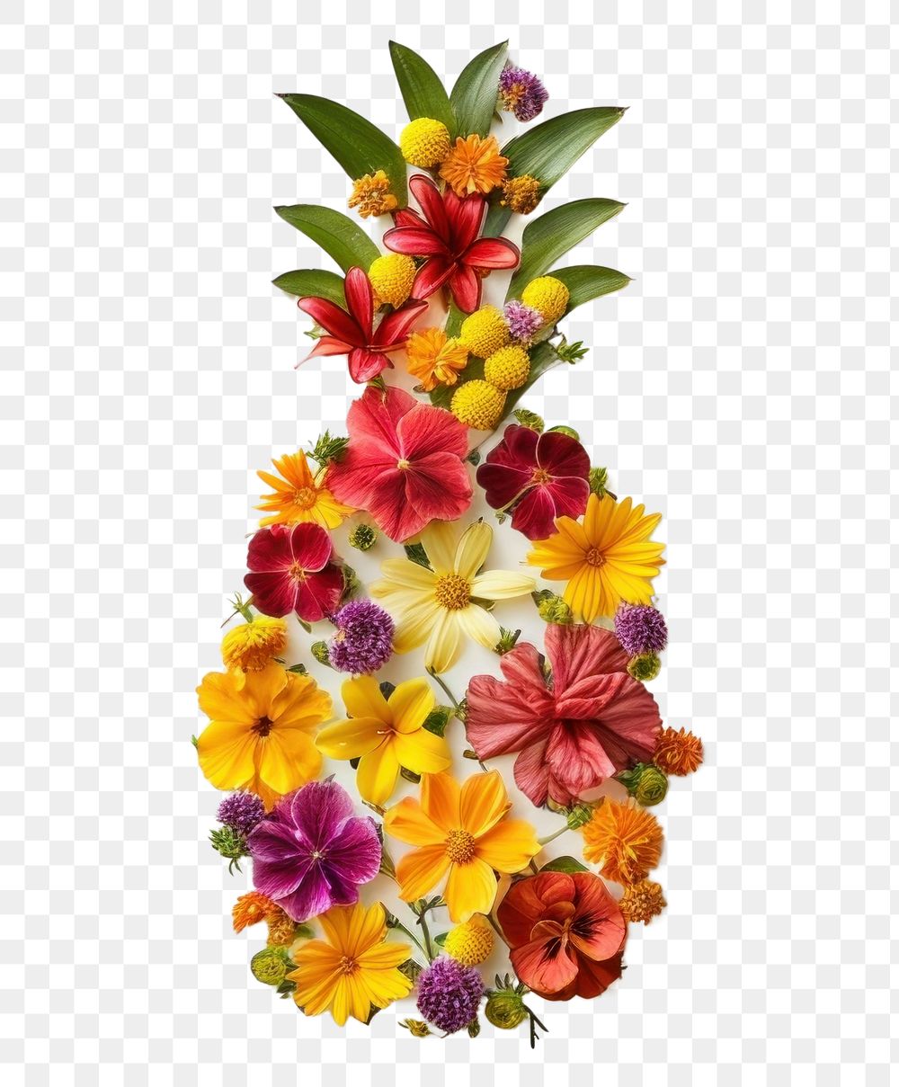 PNG Flat flower pineapple silhouette shape nature plant petal.