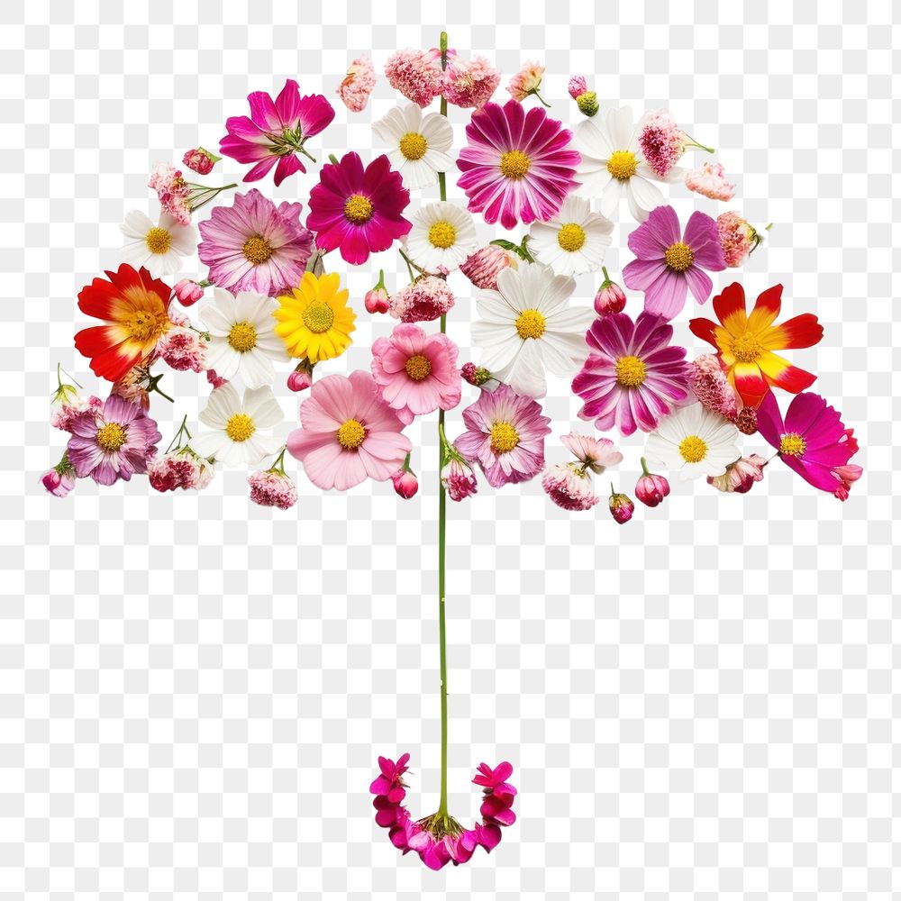 PNG Flat flower umbrella icon shape nature plant petal.