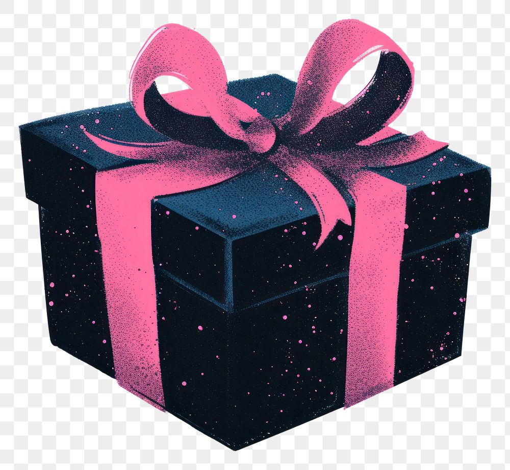 PNG Silkscreen of a gift box pink celebration anniversary.