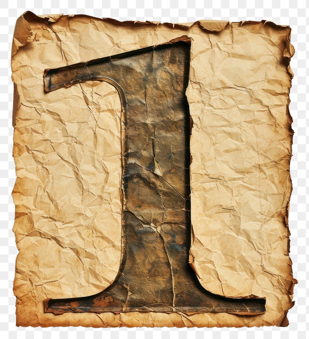 PNG Vintage Alphabet Number 1 letter number paper.