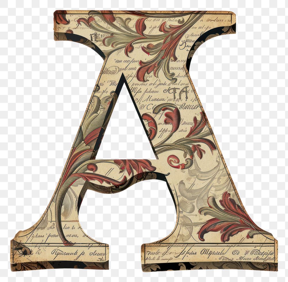 PNG Vintage Alphabet A art text old.