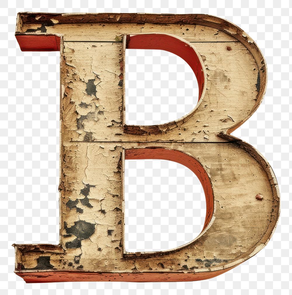 PNG Vintage Alphabet B text old weathered.