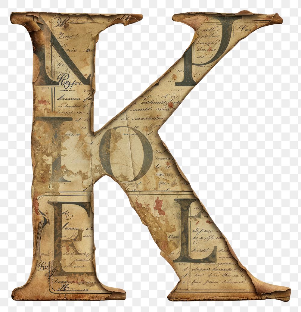 PNG Vintage Alphabet K alphabet letter paper.