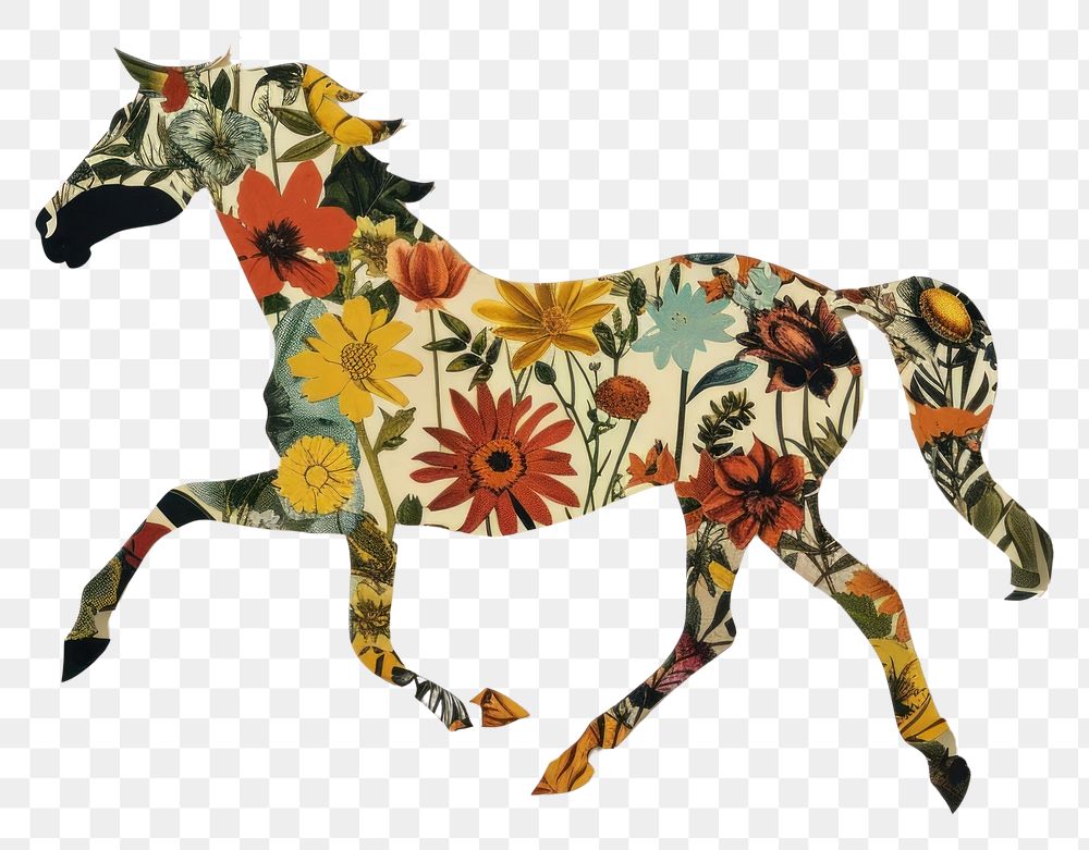 PNG Paper collage of horse art painting animal.