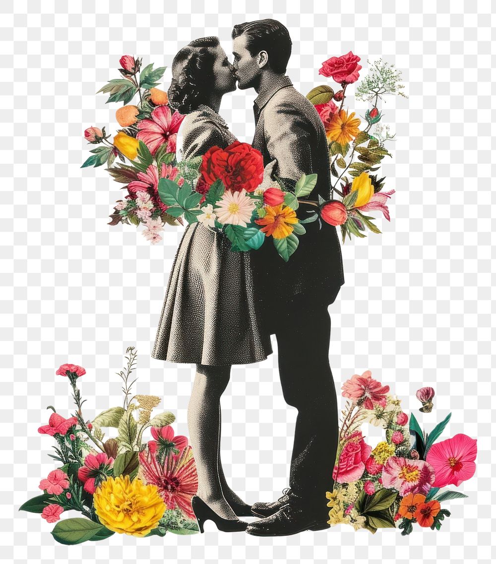 PNG Kissing flower art wedding