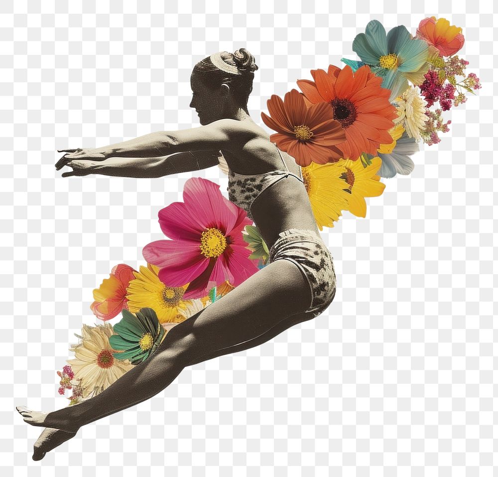 PNG Swimmer jumping flower art painting