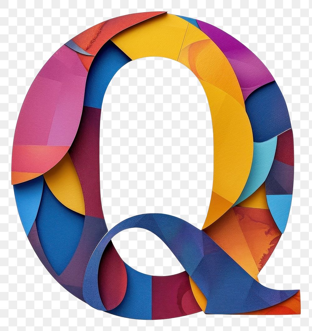 PNG  Alphabet Q text art shape.