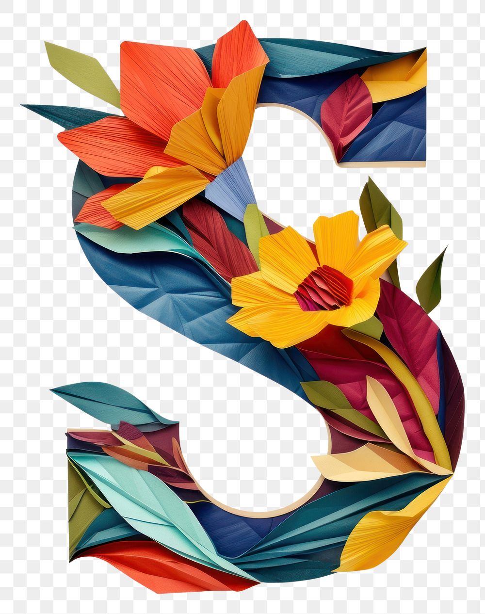 PNG  Alphabet S art flower shape.