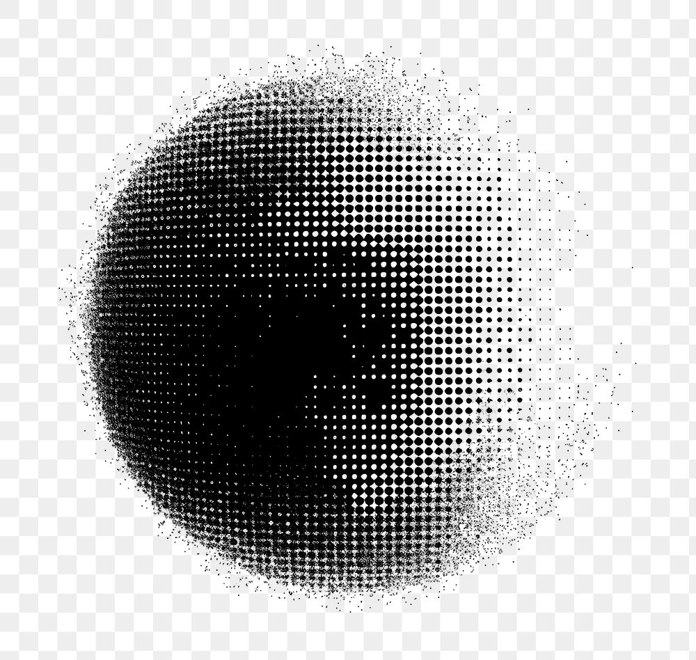 Abstract semicircle png halftone element effect, transparent background