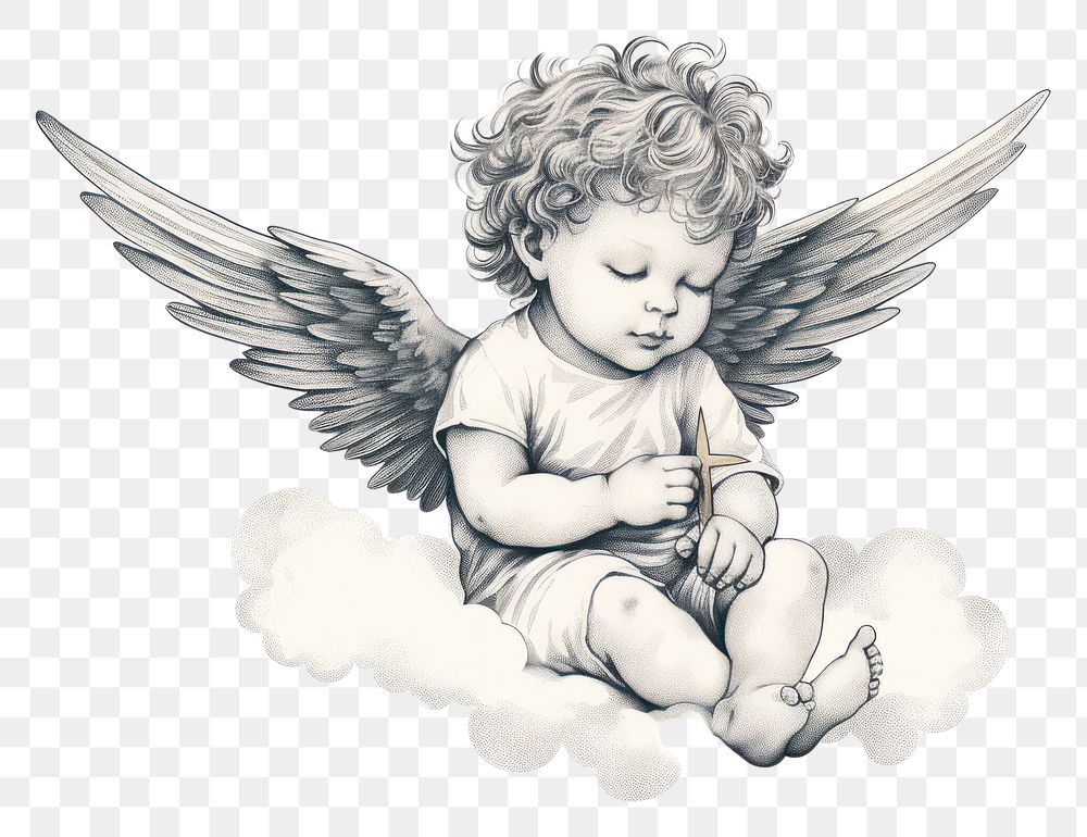 PNG Illustration of cherub drawing sketch angel.