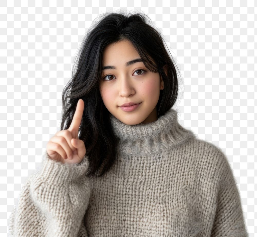 PNG Young asian woman sweater portrait photo.