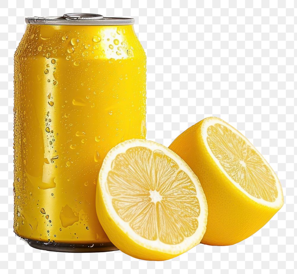 PNG Lemon juice can fruit drink food.