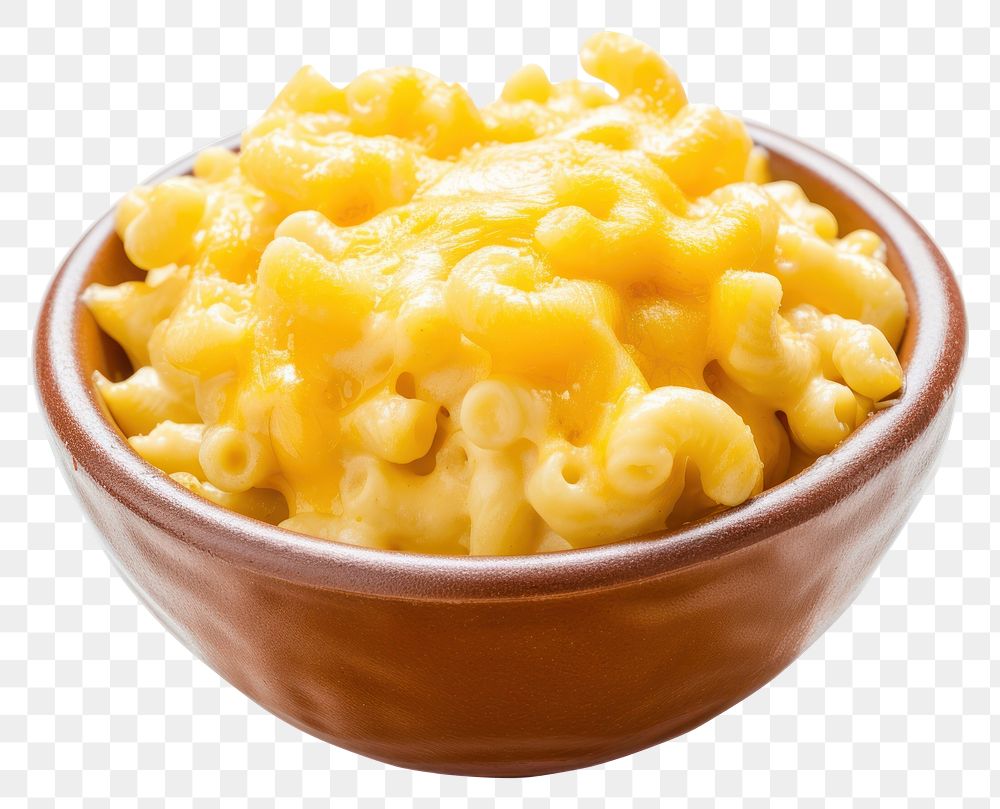 PNG Mac and cheese food bowl white background.